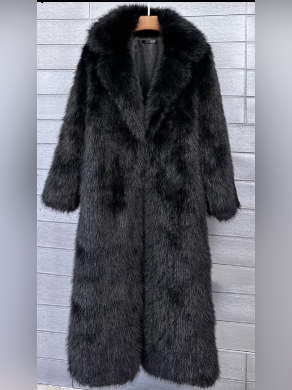 Classic Black Faux Fur Long Teddy Coat